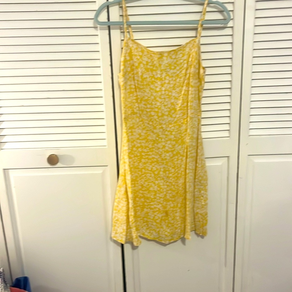 Yellow floral dress u neck line
